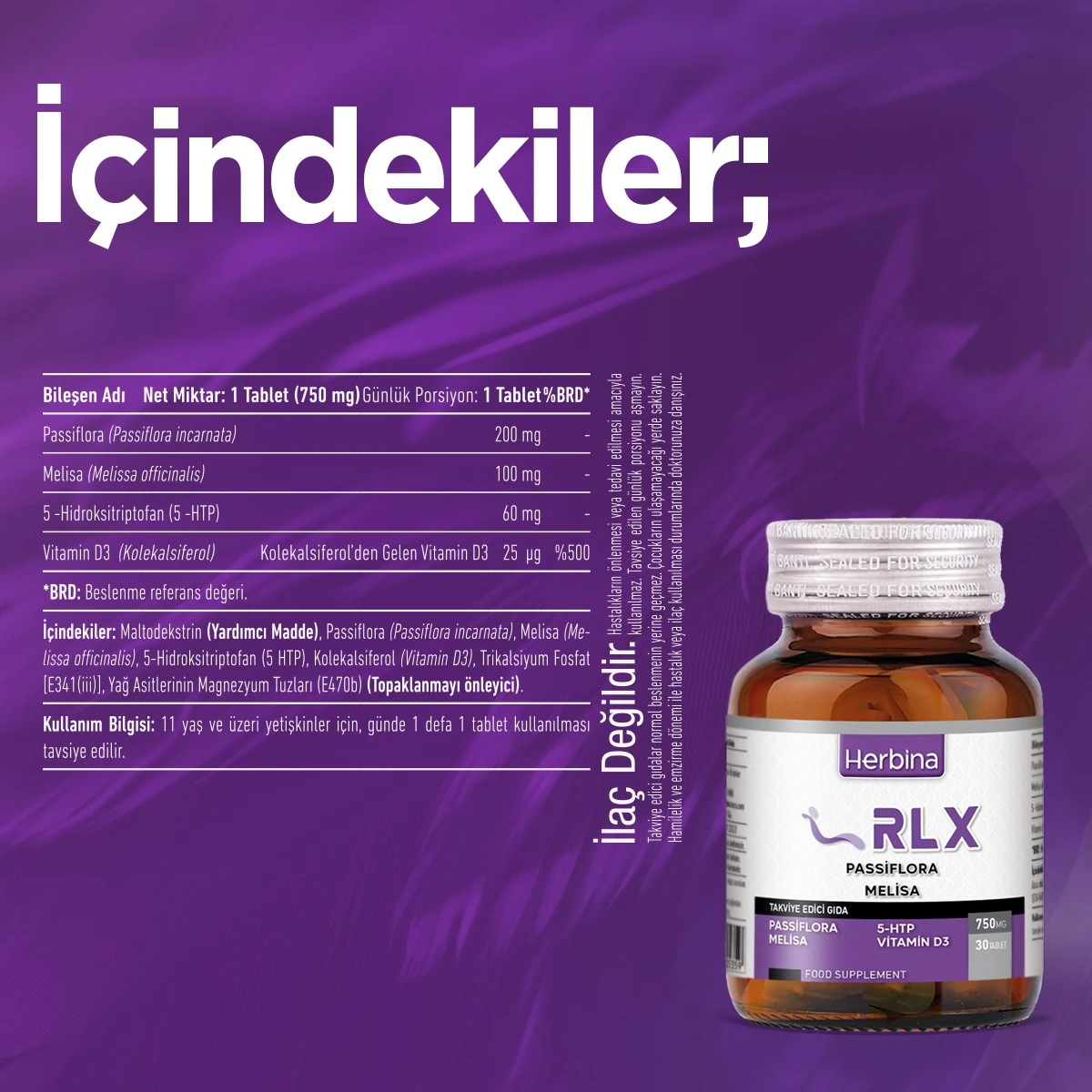 Herbina RLX PASSİFLORA SARI KANTARON MELİSA 30 TABLET